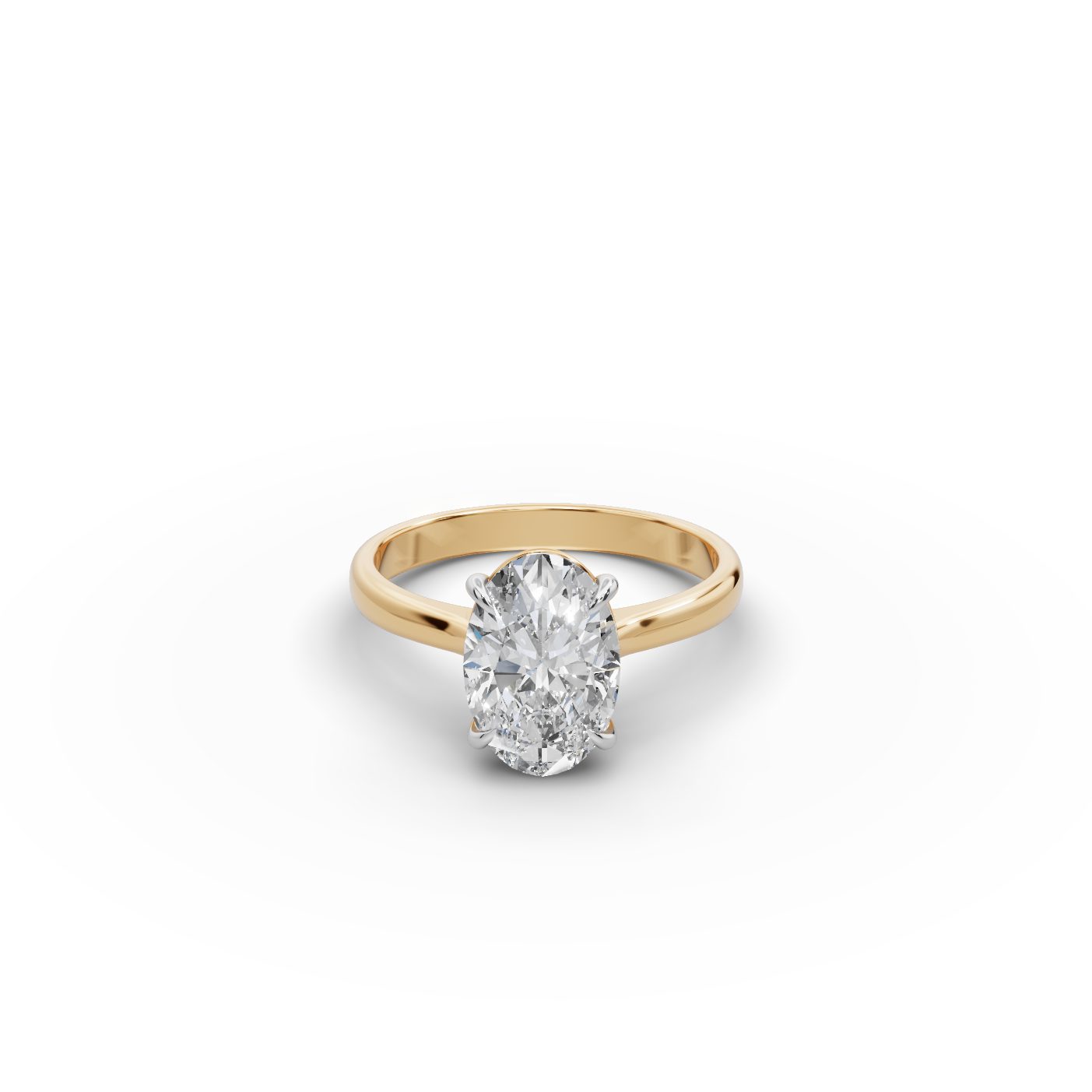 Everlasting Muse Oval Lab-Grown Diamond Solitaire Ring in yellow gold, set with lab-grown diamonds
