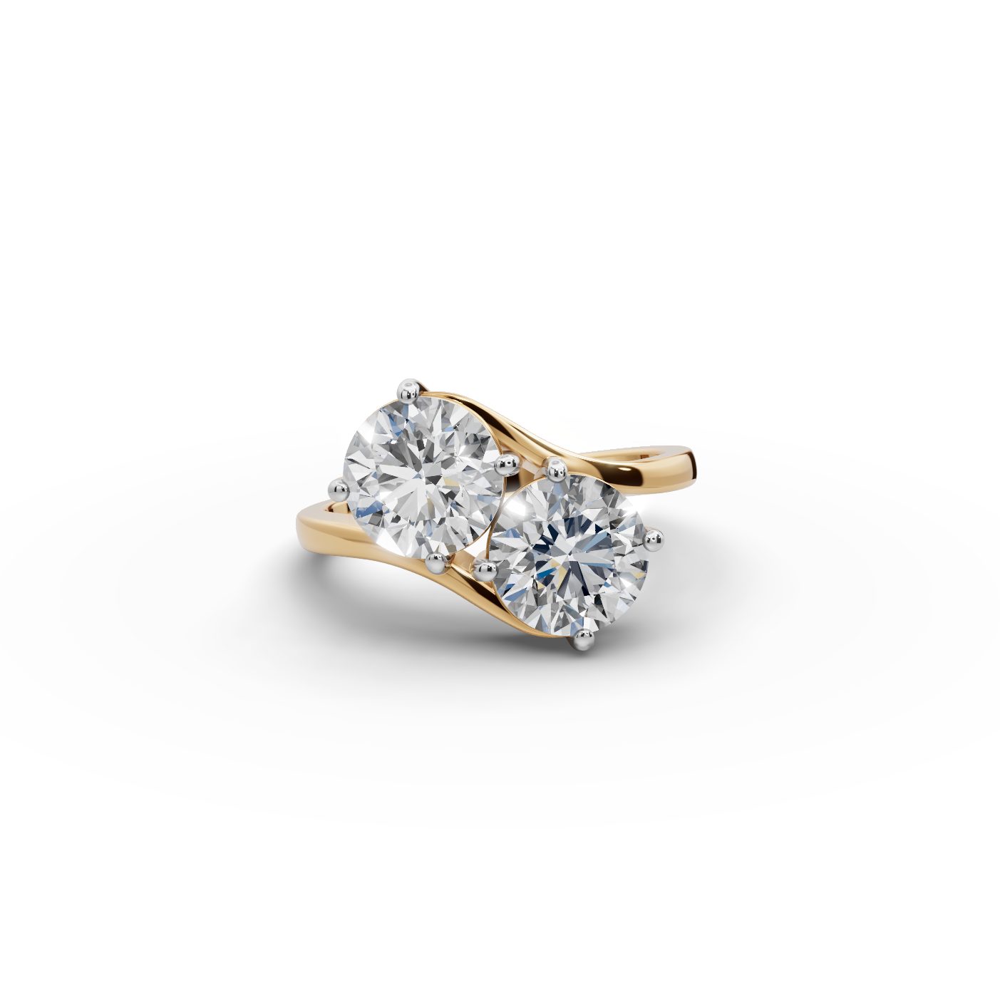 Golden Promise Round Lab-Grown Diamond Two Stone Toi Et Moi in yellow gold, set with lab-grown diamonds