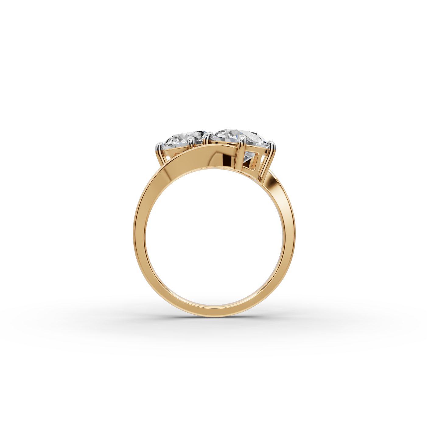 Golden Promise Round Lab-Grown Diamond Two Stone Toi Et Moi in yellow gold