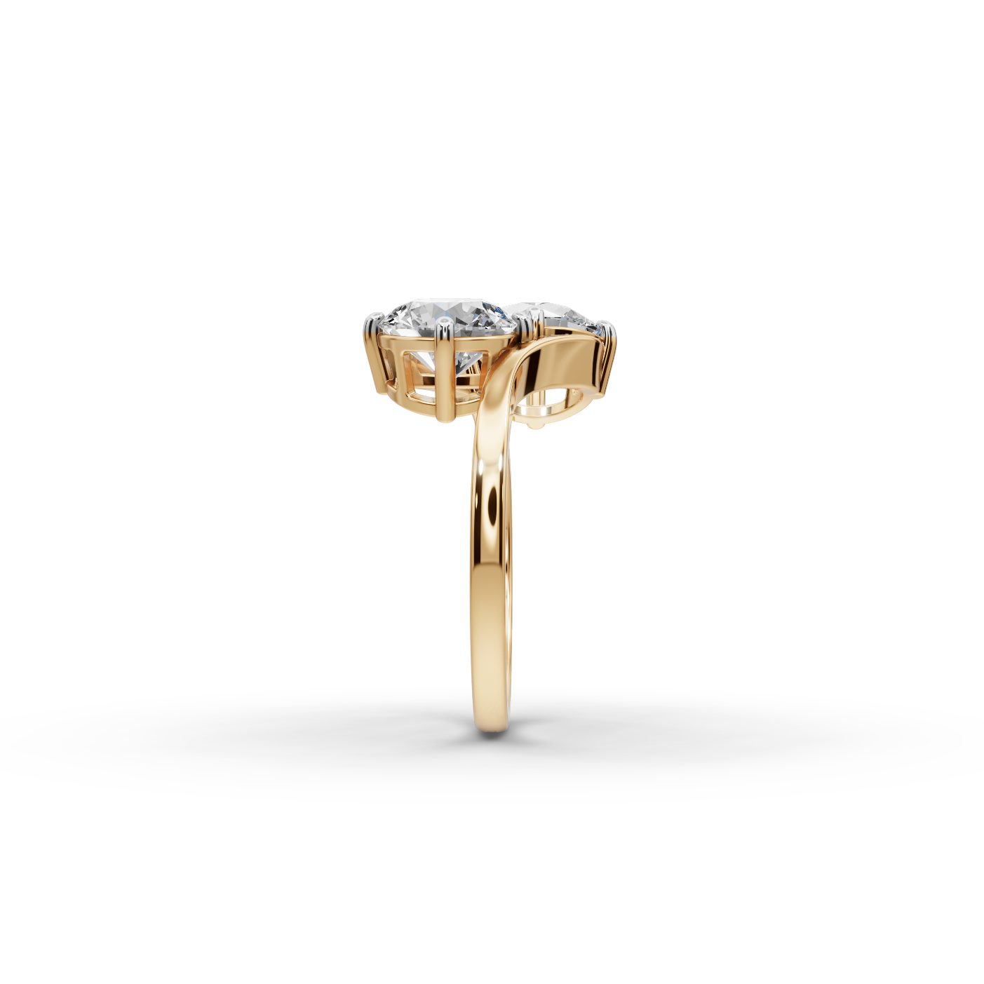 Golden Promise Round Lab-Grown Diamond Two Stone Toi Et Moi in yellow gold