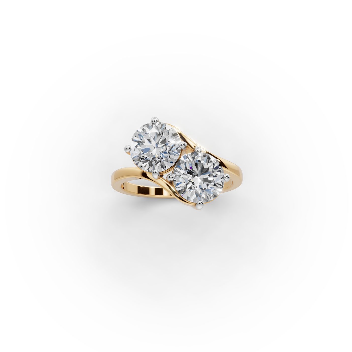 Golden Promise Round Lab-Grown Diamond Two Stone Toi Et Moi in yellow gold