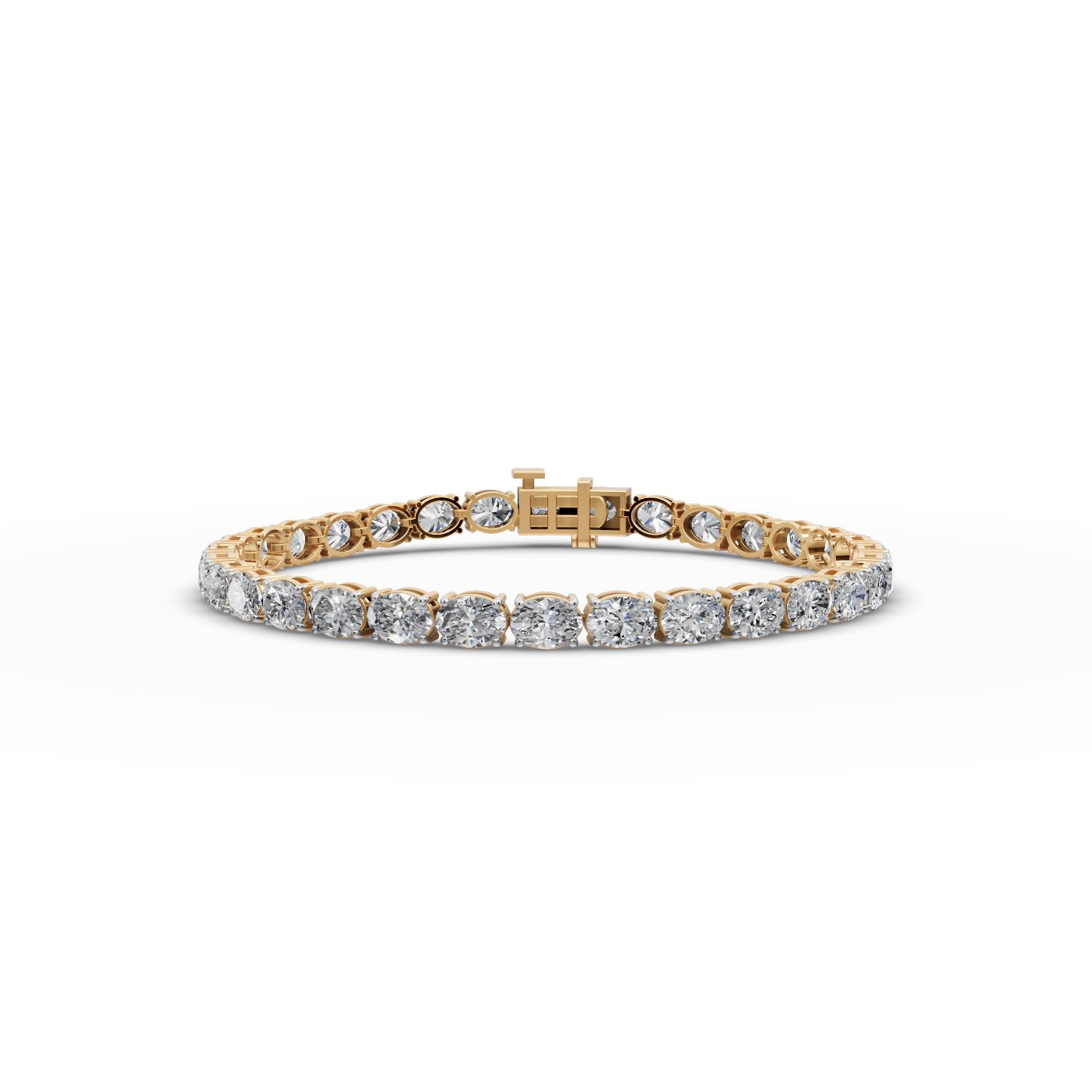 Morning Trail Oval Lab-Grown Diamond Tennis Bracelet in yellow gold, set with lab-grown diamonds
