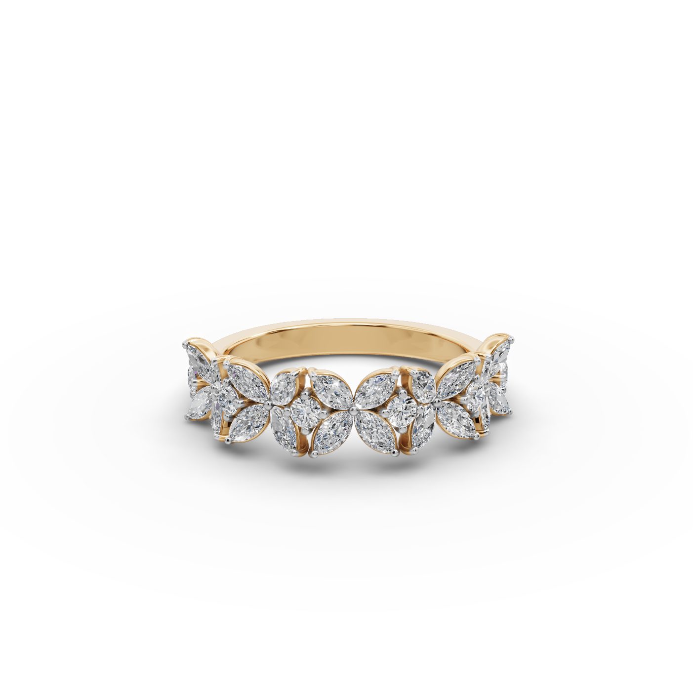 Opulent Cascade Marquise Lab-Grown Diamond Bands Ring in yellow gold, set with lab-grown diamonds