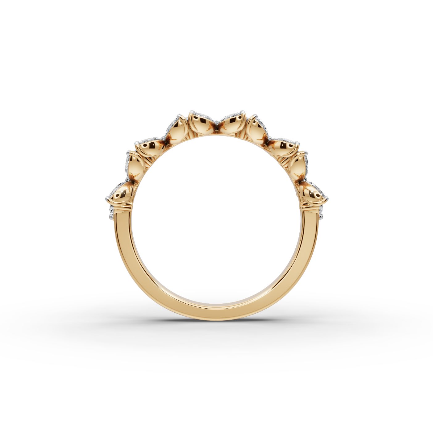 Opulent Cascade Marquise Lab-Grown Diamond Bands Ring in yellow gold