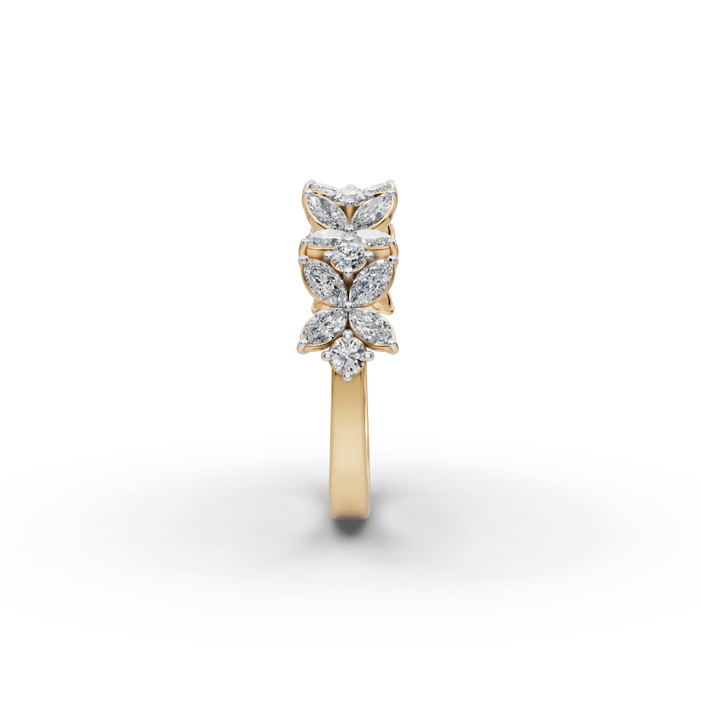 Opulent Cascade Marquise Lab-Grown Diamond Bands Ring in yellow gold