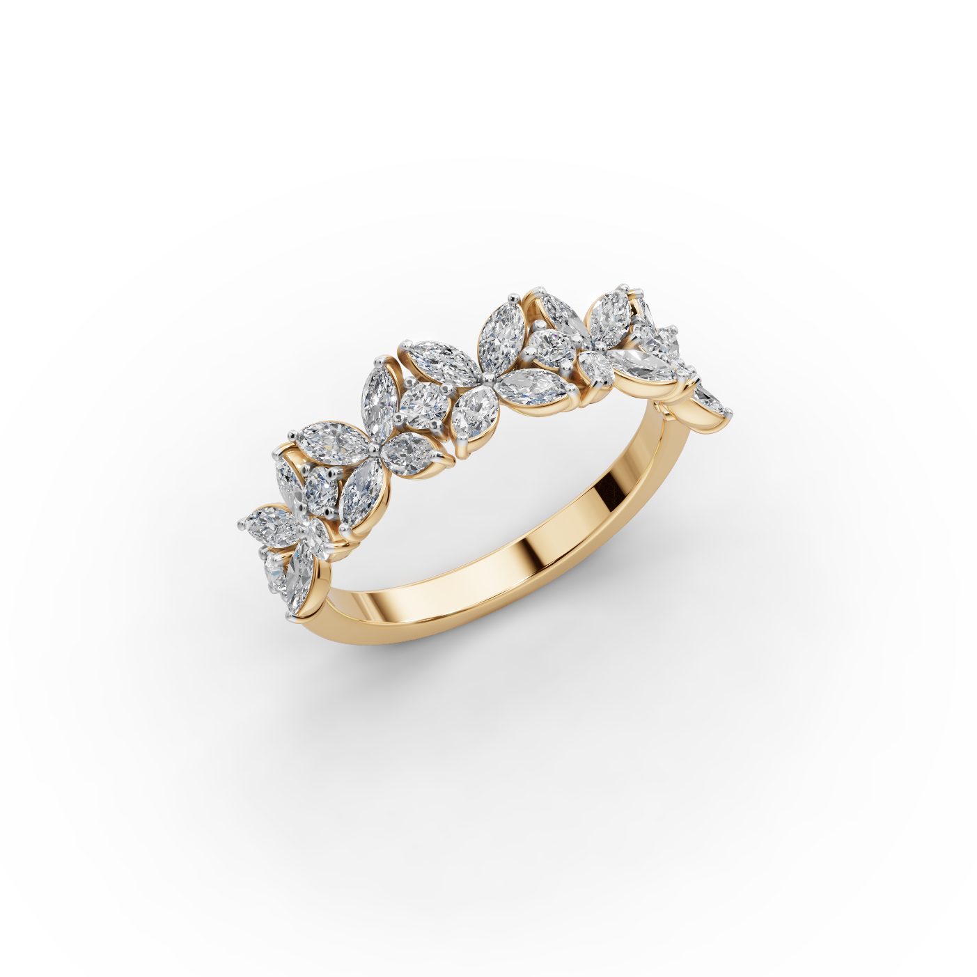 Opulent Cascade Marquise Lab-Grown Diamond Bands Ring in yellow gold
