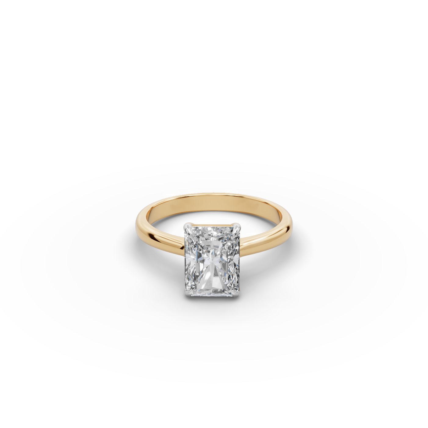 Endless Trail Radiant Lab-Grown Diamond Solitaire Ring in yellow gold, set with lab-grown diamonds
