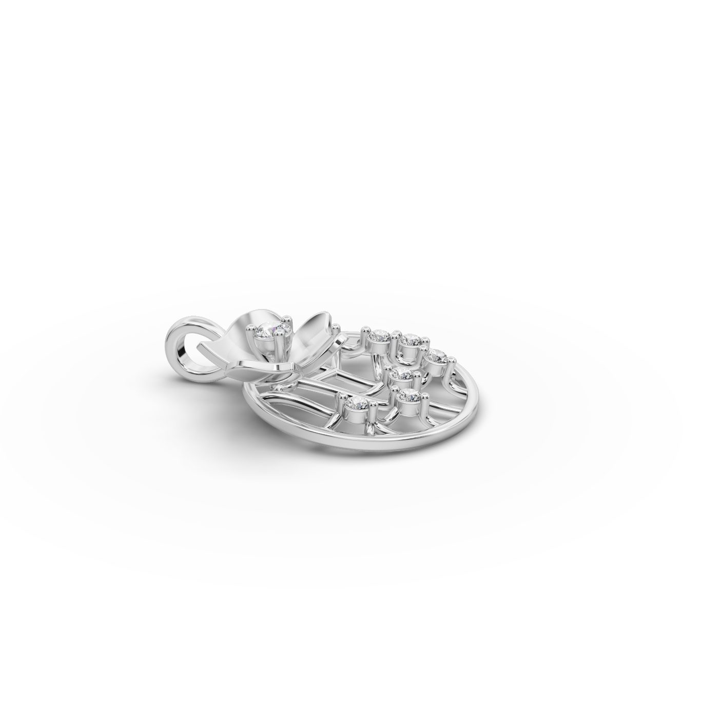 Luminous Dew Lattice Flower Lab-Grown Diamond Silver Pendant in silver