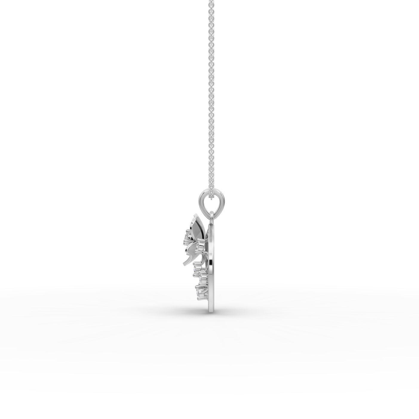 Luminous Dew Lattice Flower Lab-Grown Diamond Silver Pendant in silver