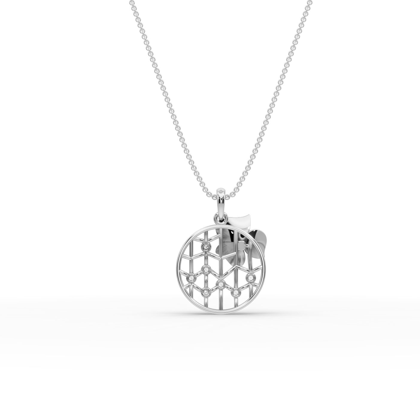 Luminous Dew Lattice Flower Lab-Grown Diamond Silver Pendant in silver