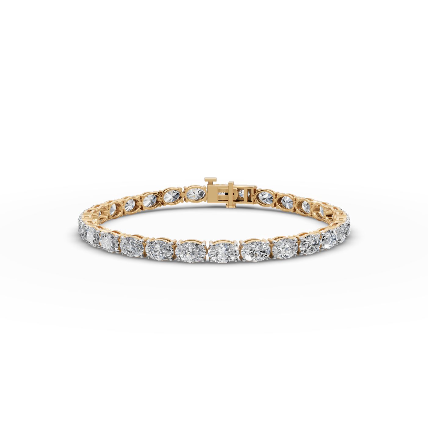 Golden Whisper Oval Lab-Grown Diamond Tennis Bracelet in yellow gold, set with lab-grown diamonds