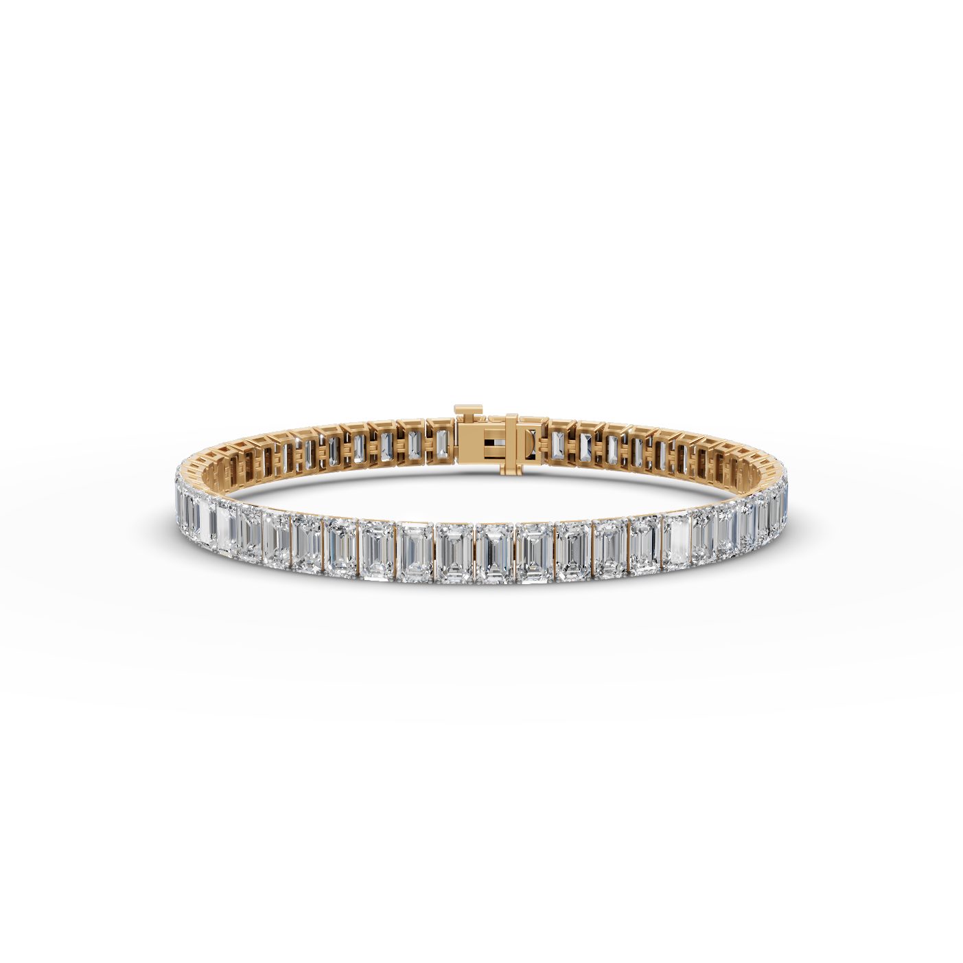 Midnight Dew Emerald Lab-Grown Diamond Tennis Bracelet in yellow gold, set with lab-grown diamonds
