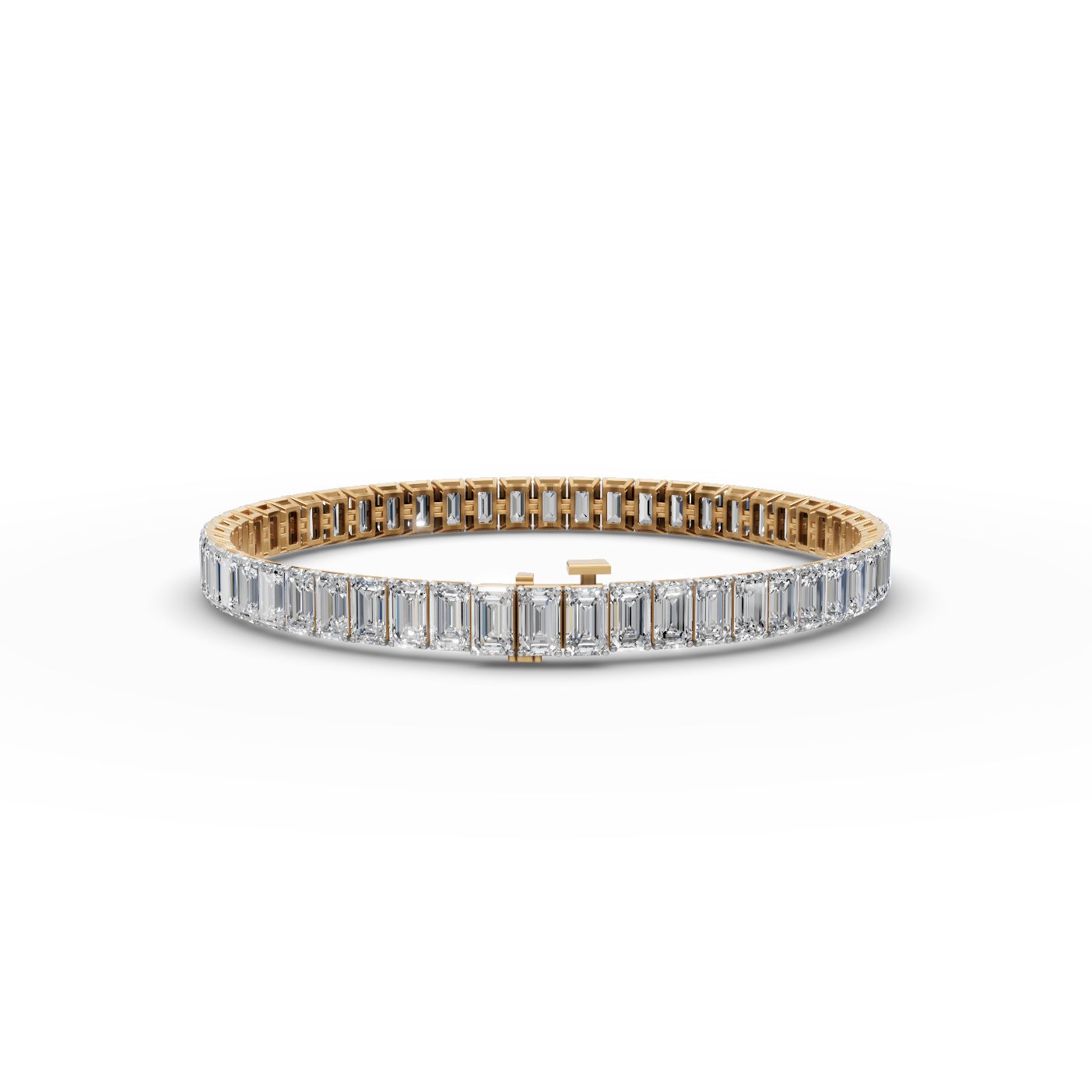 Midnight Dew Emerald Lab-Grown Diamond Tennis Bracelet in yellow gold