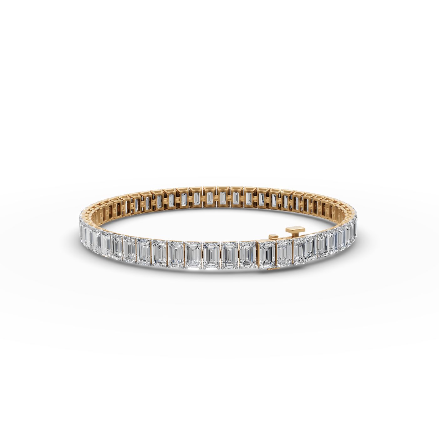 Midnight Dew Emerald Lab-Grown Diamond Tennis Bracelet in yellow gold