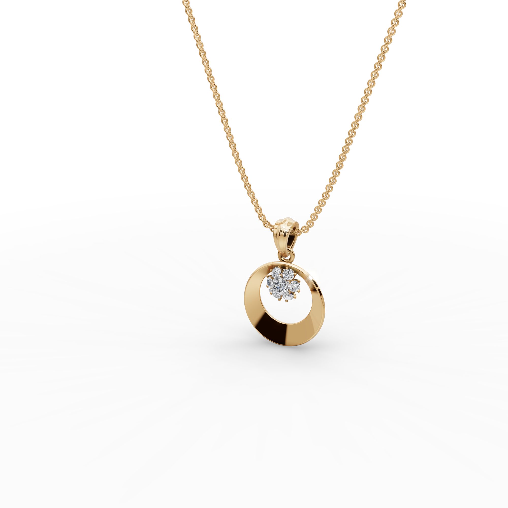 Delicate Ember Round Lab-Grown Diamond Cluster Pendant in yellow gold