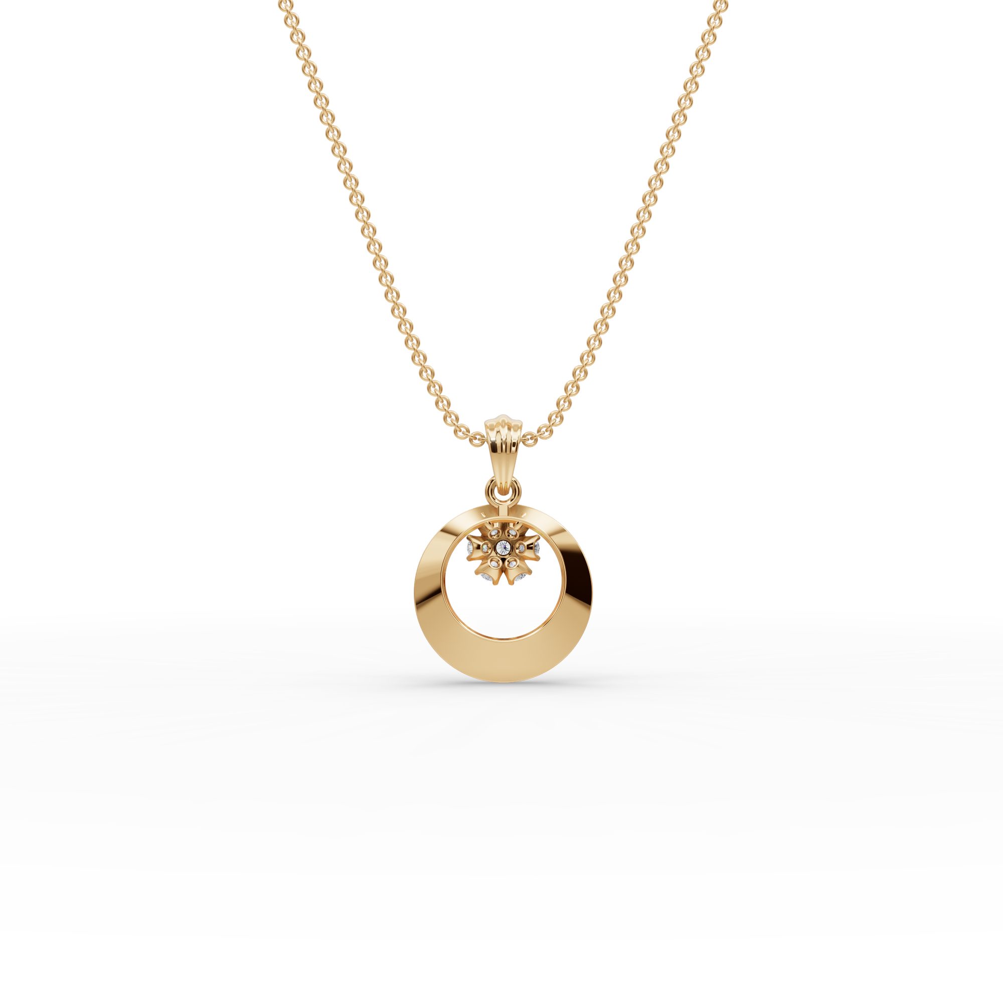 Delicate Ember Round Lab-Grown Diamond Cluster Pendant in yellow gold