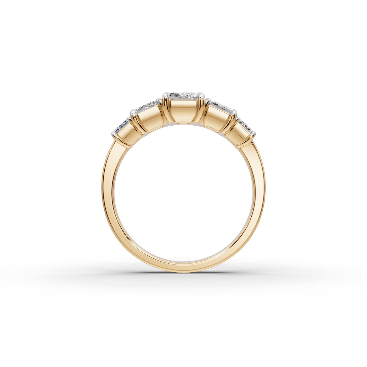 Brilliant Sparkle Emerald Lab-Grown Diamond Five Stone Ring in yellow gold