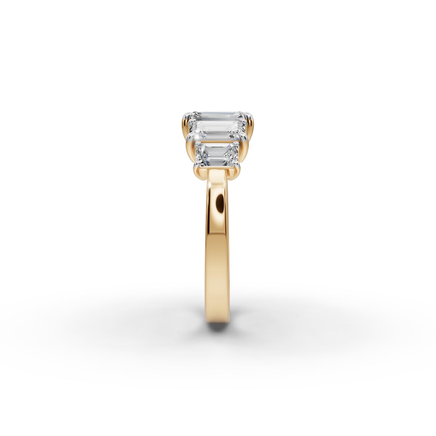 Brilliant Sparkle Emerald Lab-Grown Diamond Five Stone Ring in yellow gold