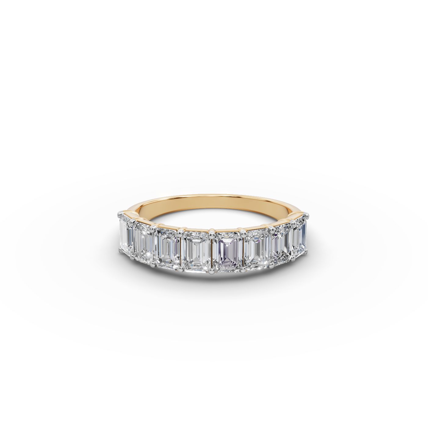 Celestial Dew Emerald Lab-Grown Diamond Bands Ring in yellow gold, set with lab-grown diamonds