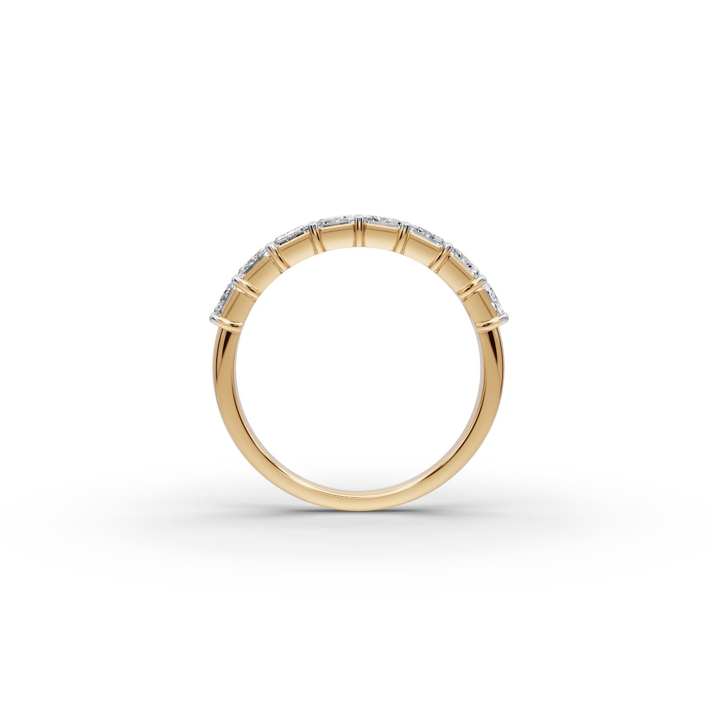 Celestial Dew Emerald Lab-Grown Diamond Bands Ring in yellow gold