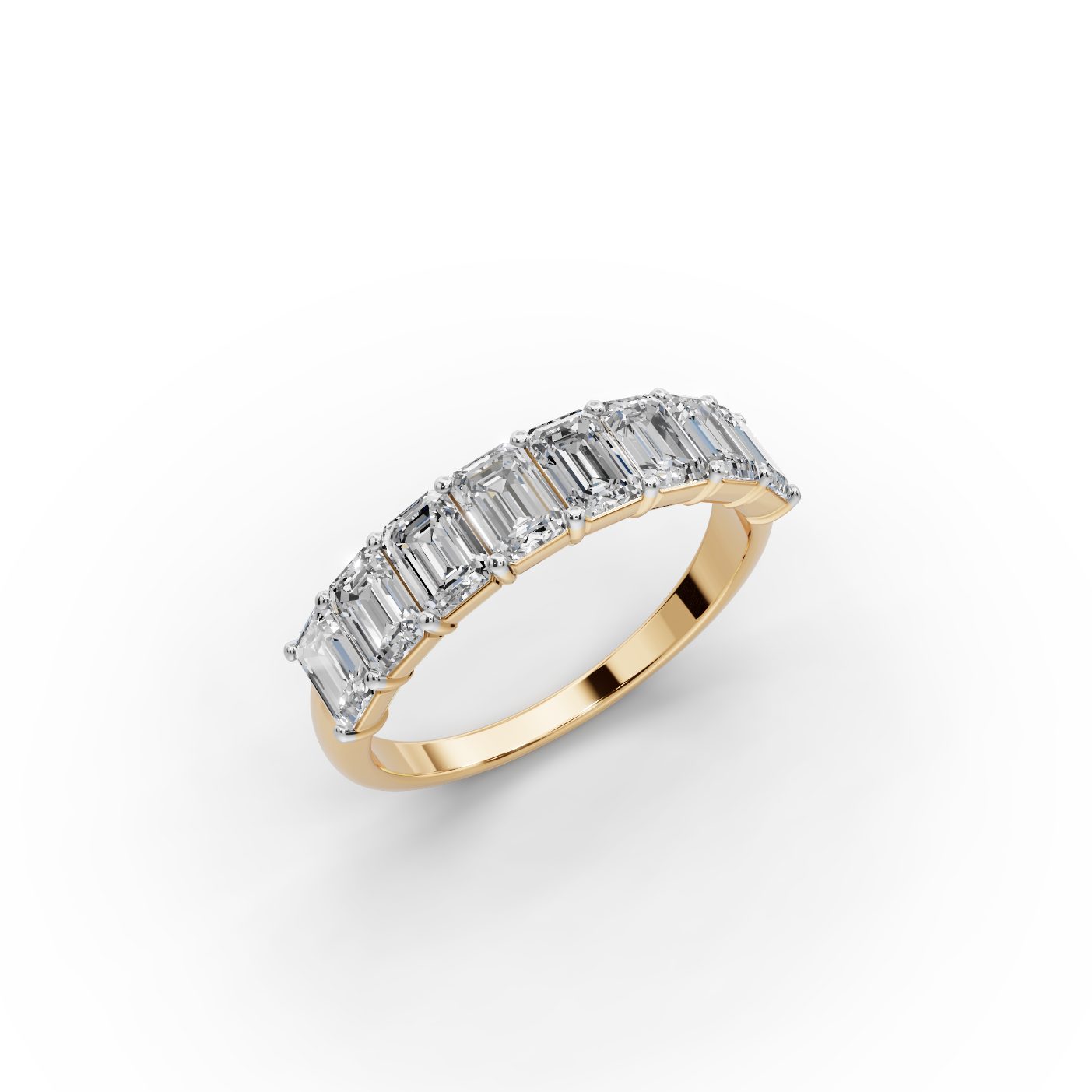 Celestial Dew Emerald Lab-Grown Diamond Bands Ring in yellow gold