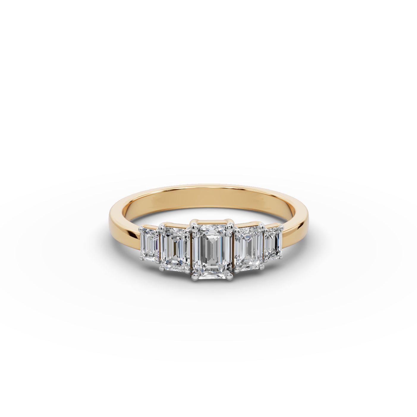 Infinite Glow Emerald Lab-Grown Diamond Five Stone Ring in yellow gold, set with lab-grown diamonds