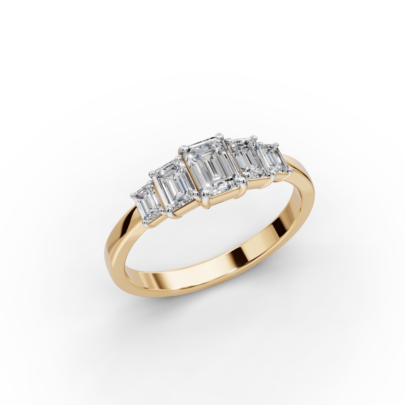 Infinite Glow Emerald Lab-Grown Diamond Five Stone Ring in yellow gold