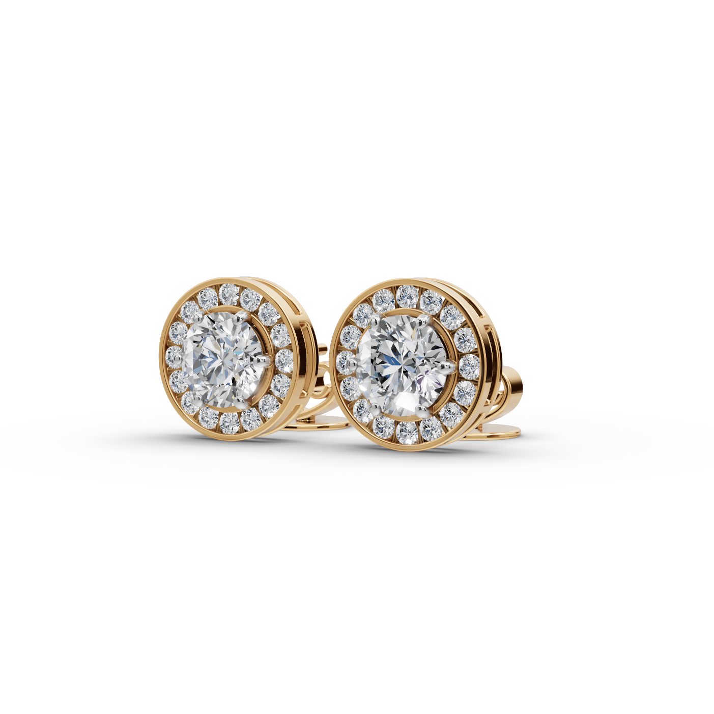 Delicate Line Round Lab-Grown Diamond Studs Earring in yellow gold