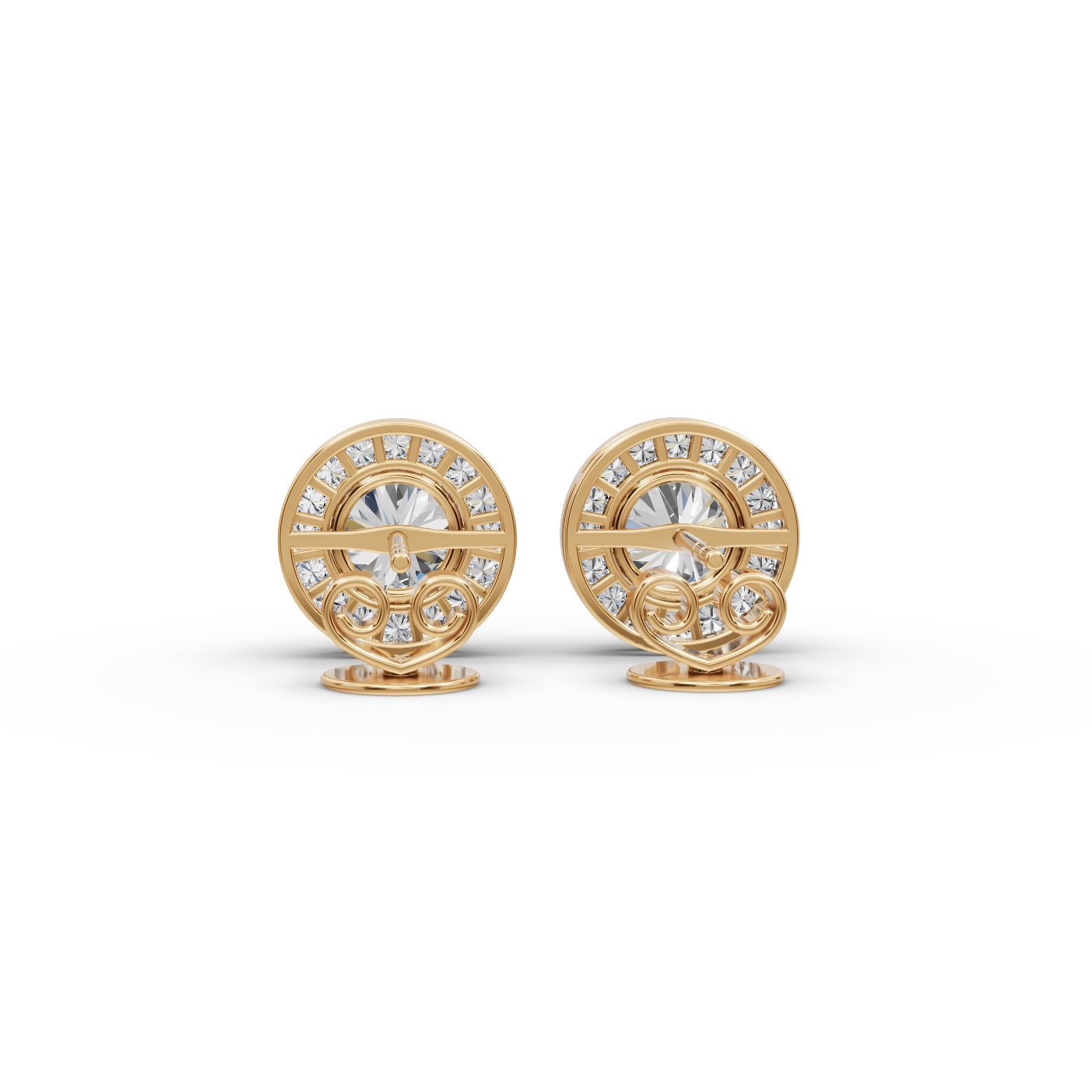 Delicate Line Round Lab-Grown Diamond Studs Earring in yellow gold