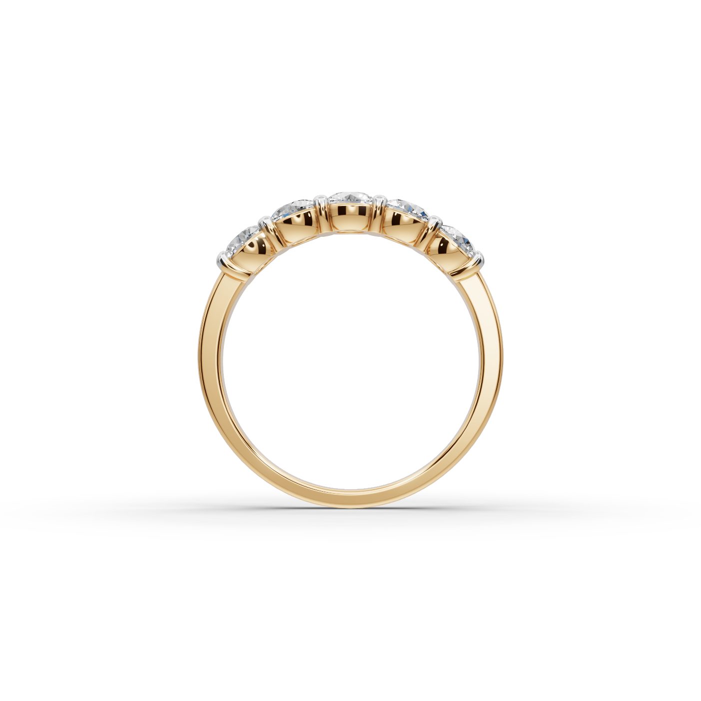 Brilliant Sparkle Round Lab-Grown Diamond Five Stone Ring in yellow gold
