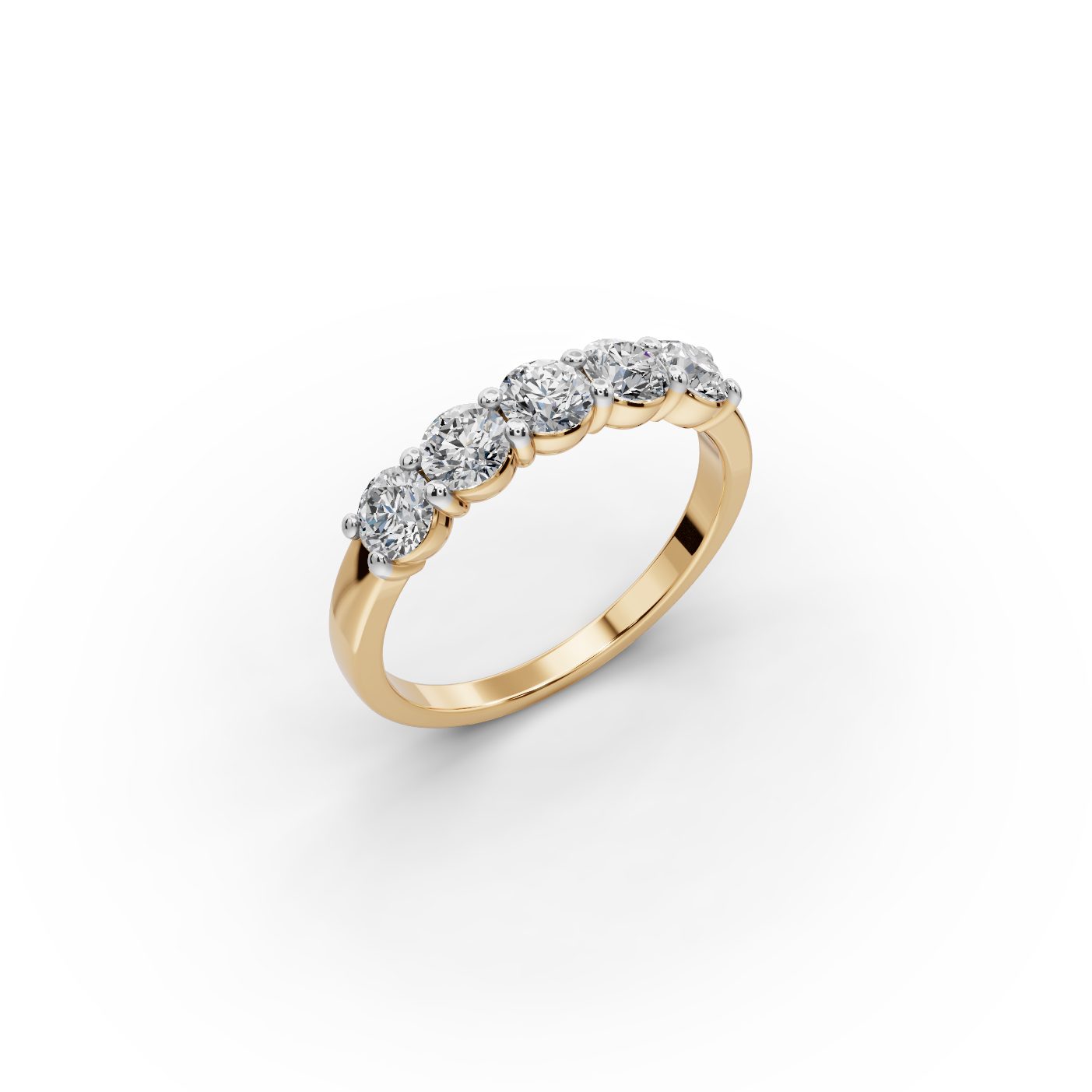 Brilliant Sparkle Round Lab-Grown Diamond Five Stone Ring in yellow gold