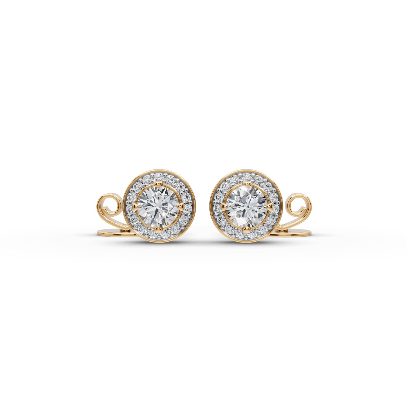 Endless Ember Round Lab-Grown Diamond Studs Earring in yellow gold, set with lab-grown diamonds