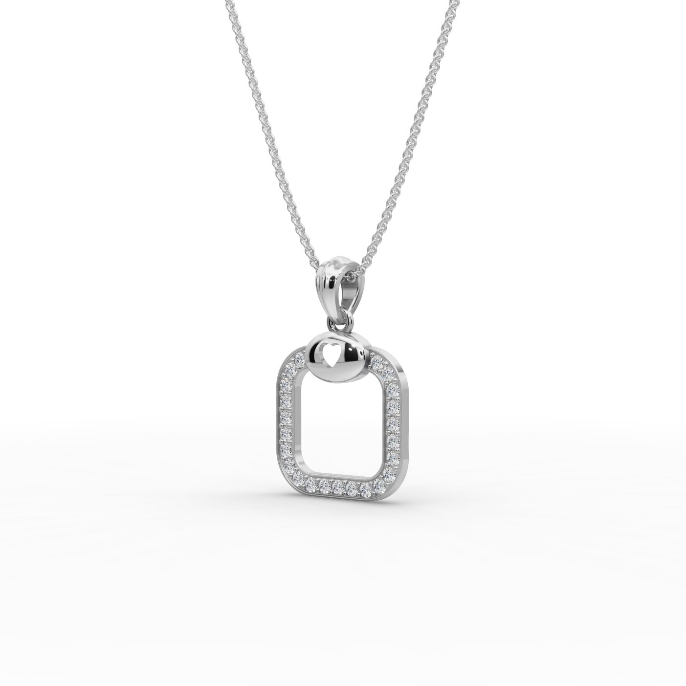 Classic Aura Heart Frame Lab-Grown Diamond Silver Pendant in silver
