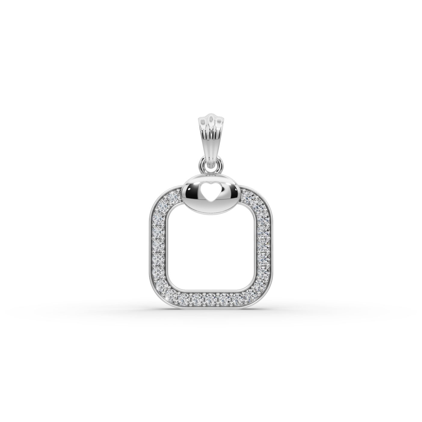 Classic Aura Heart Frame Lab-Grown Diamond Silver Pendant in silver, set with lab-grown diamonds