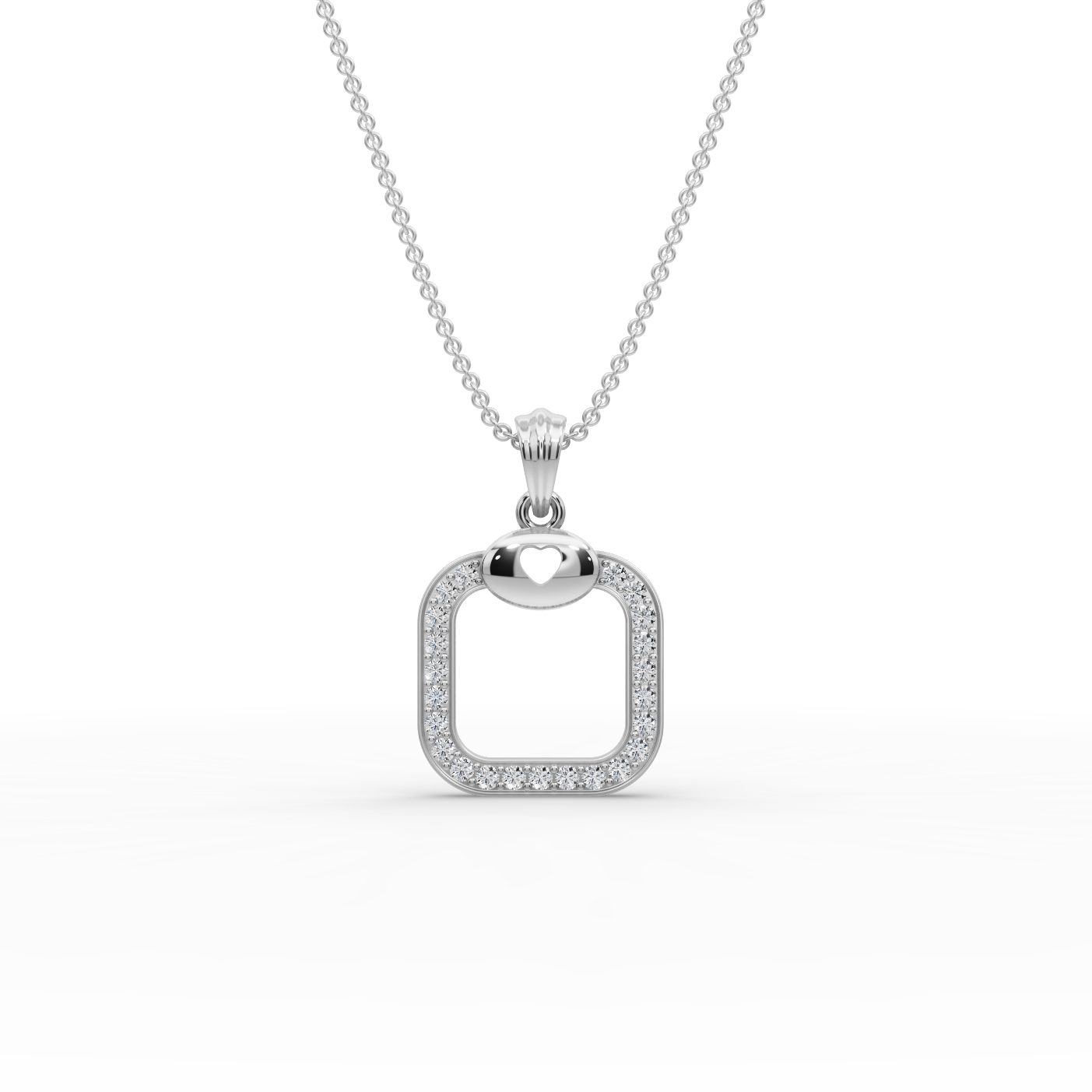 Classic Aura Heart Frame Lab-Grown Diamond Silver Pendant in silver