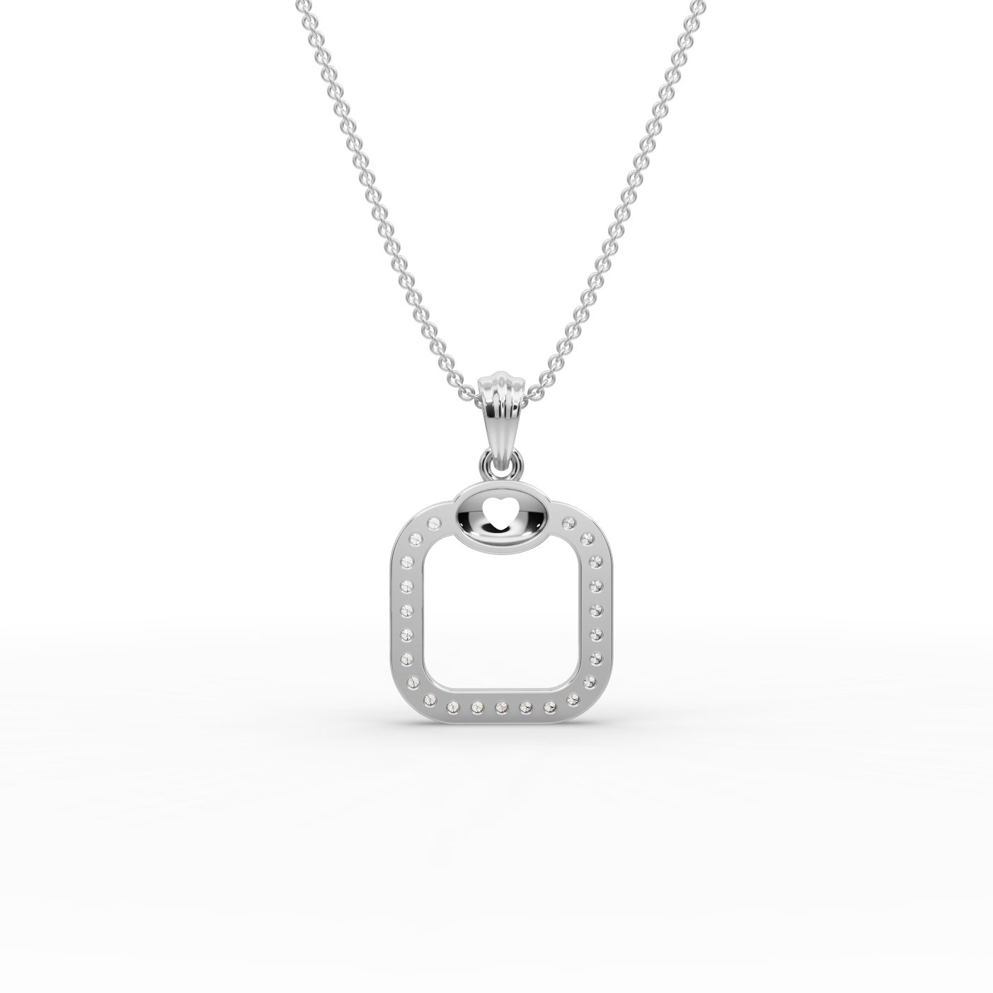 Classic Aura Heart Frame Lab-Grown Diamond Silver Pendant in silver