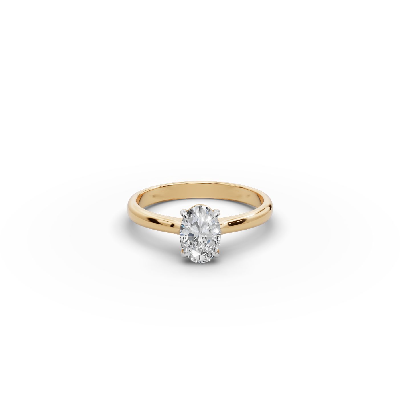 Everlasting Halo Oval Lab-Grown Diamond Solitaire Ring in yellow gold, set with lab-grown diamonds