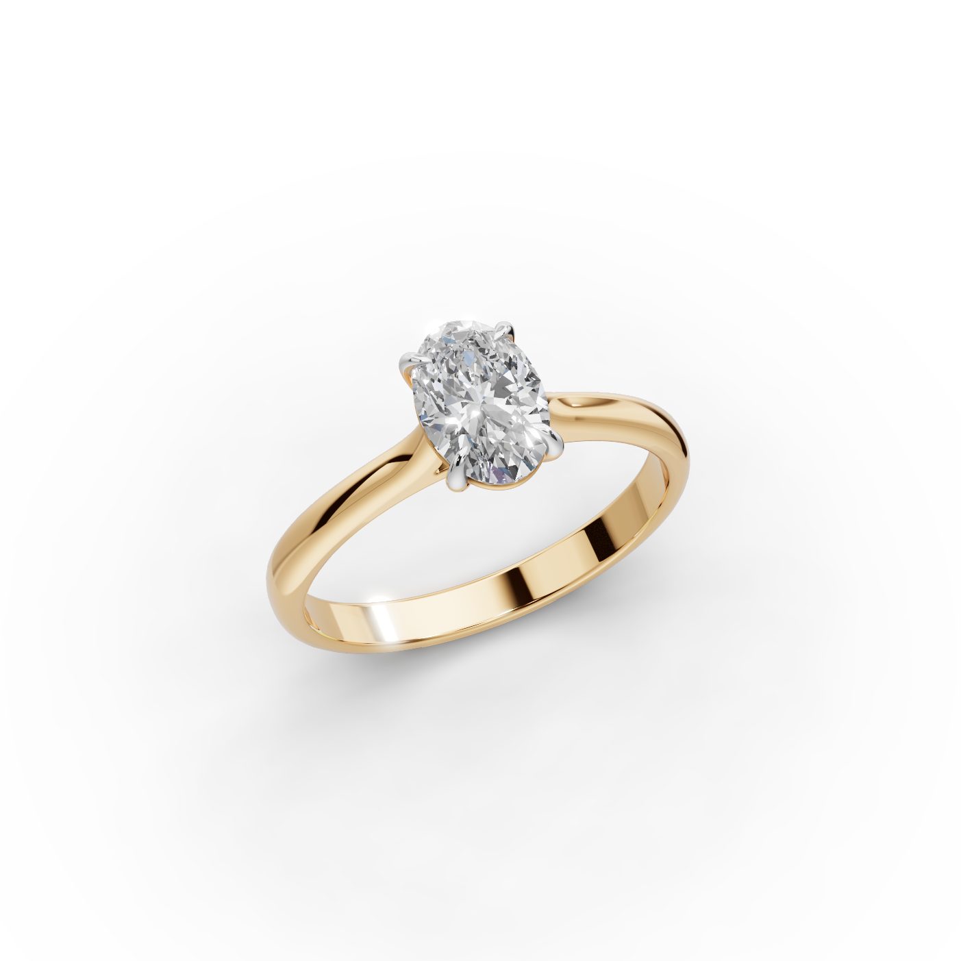 Everlasting Line Oval Lab-Grown Diamond Solitaire Ring in yellow gold