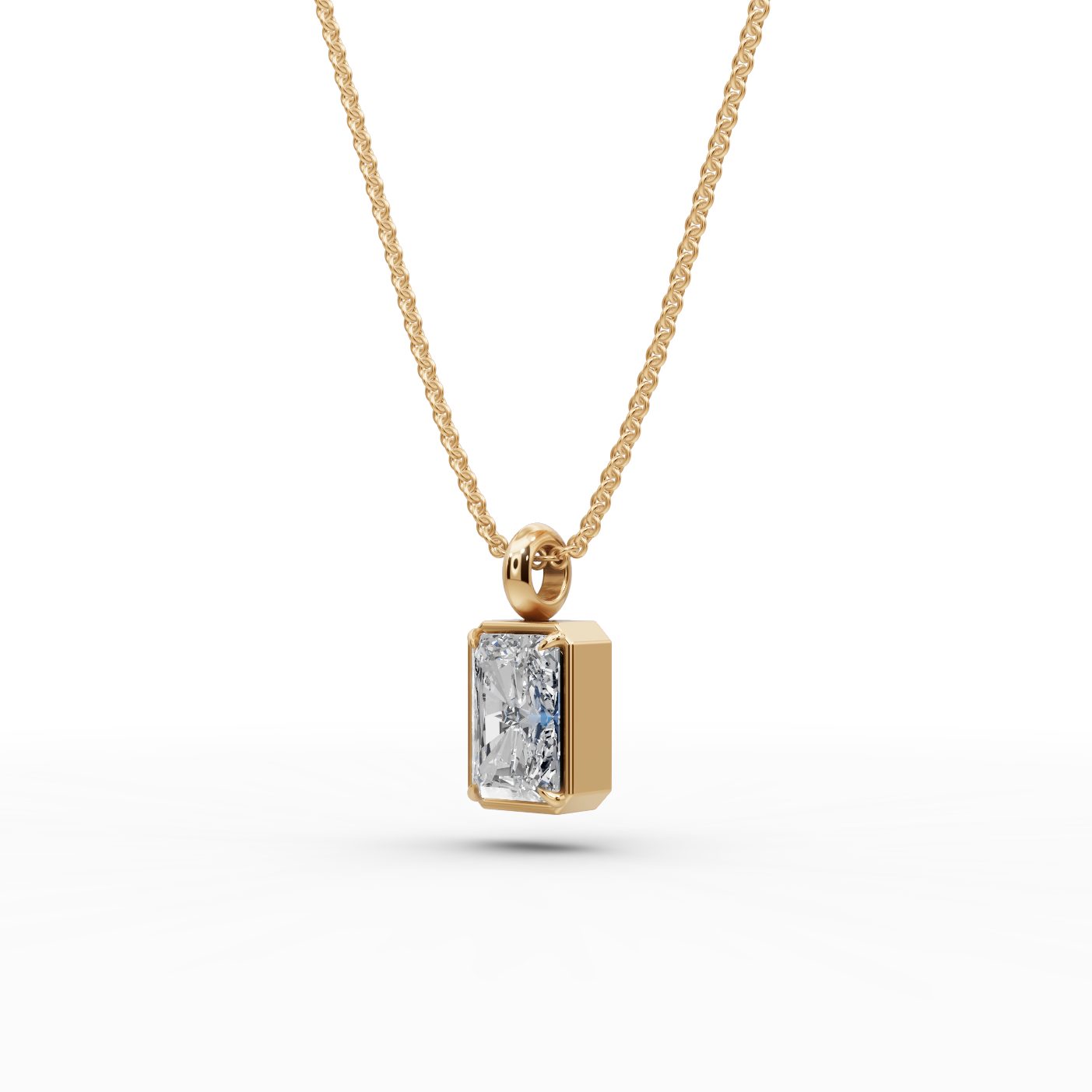 Endless Cascade Radiant Lab-Grown Diamond Solitaire Pendant in yellow gold
