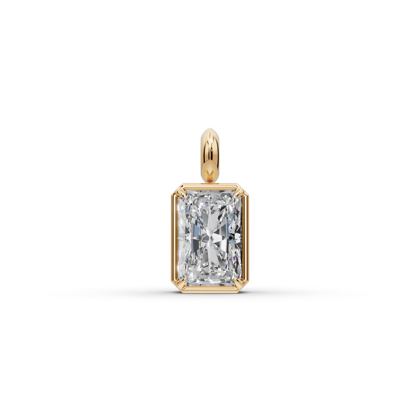 Endless Cascade Radiant Lab-Grown Diamond Solitaire Pendant in yellow gold, set with lab-grown diamonds