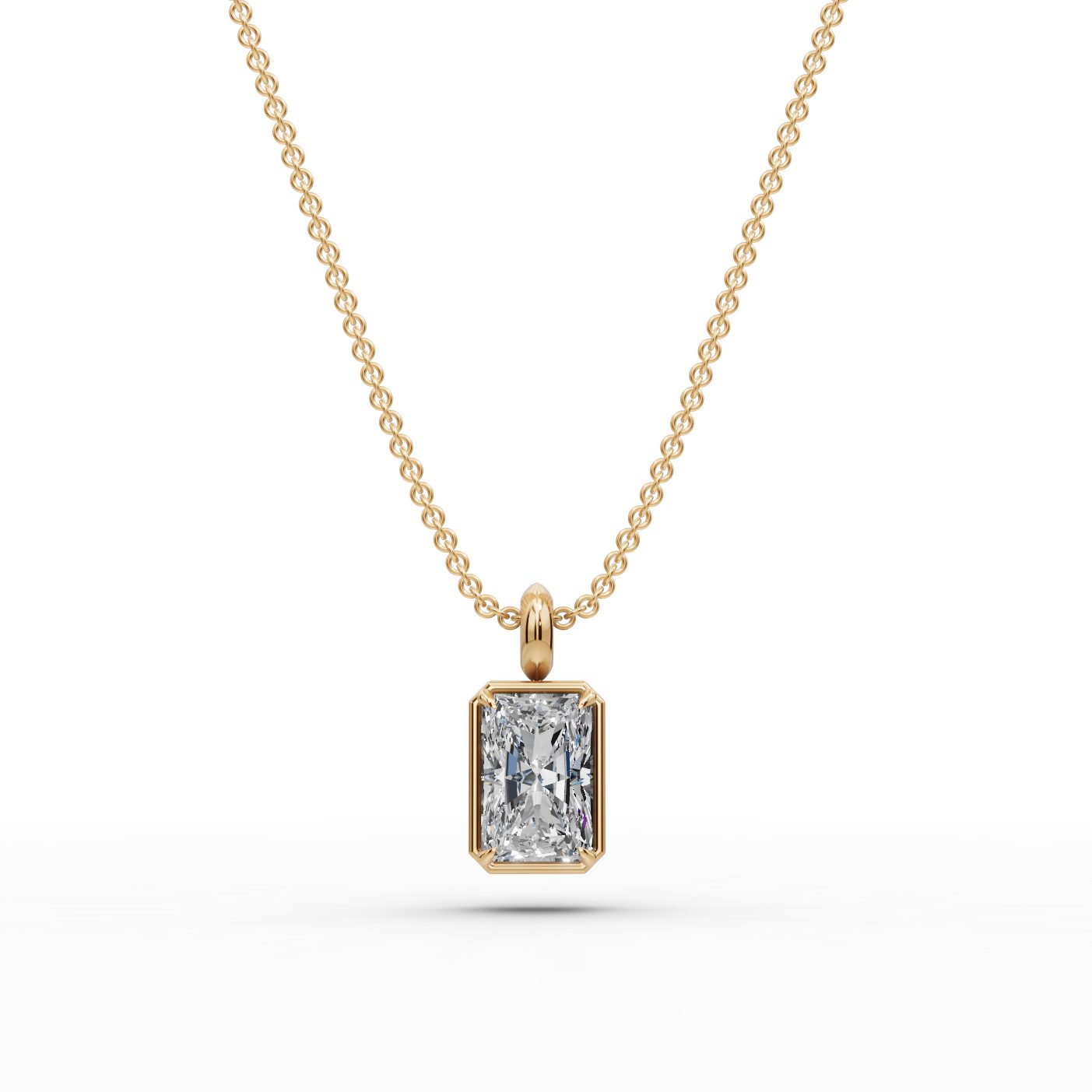 Endless Cascade Radiant Lab-Grown Diamond Solitaire Pendant in yellow gold