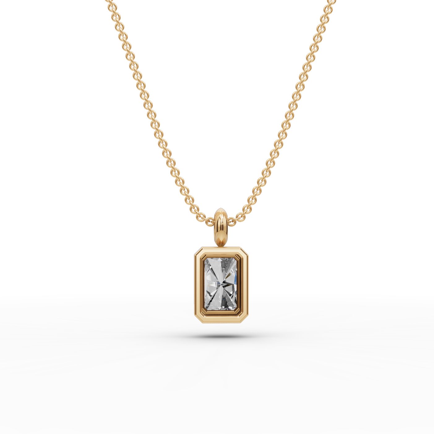 Endless Cascade Radiant Lab-Grown Diamond Solitaire Pendant in yellow gold
