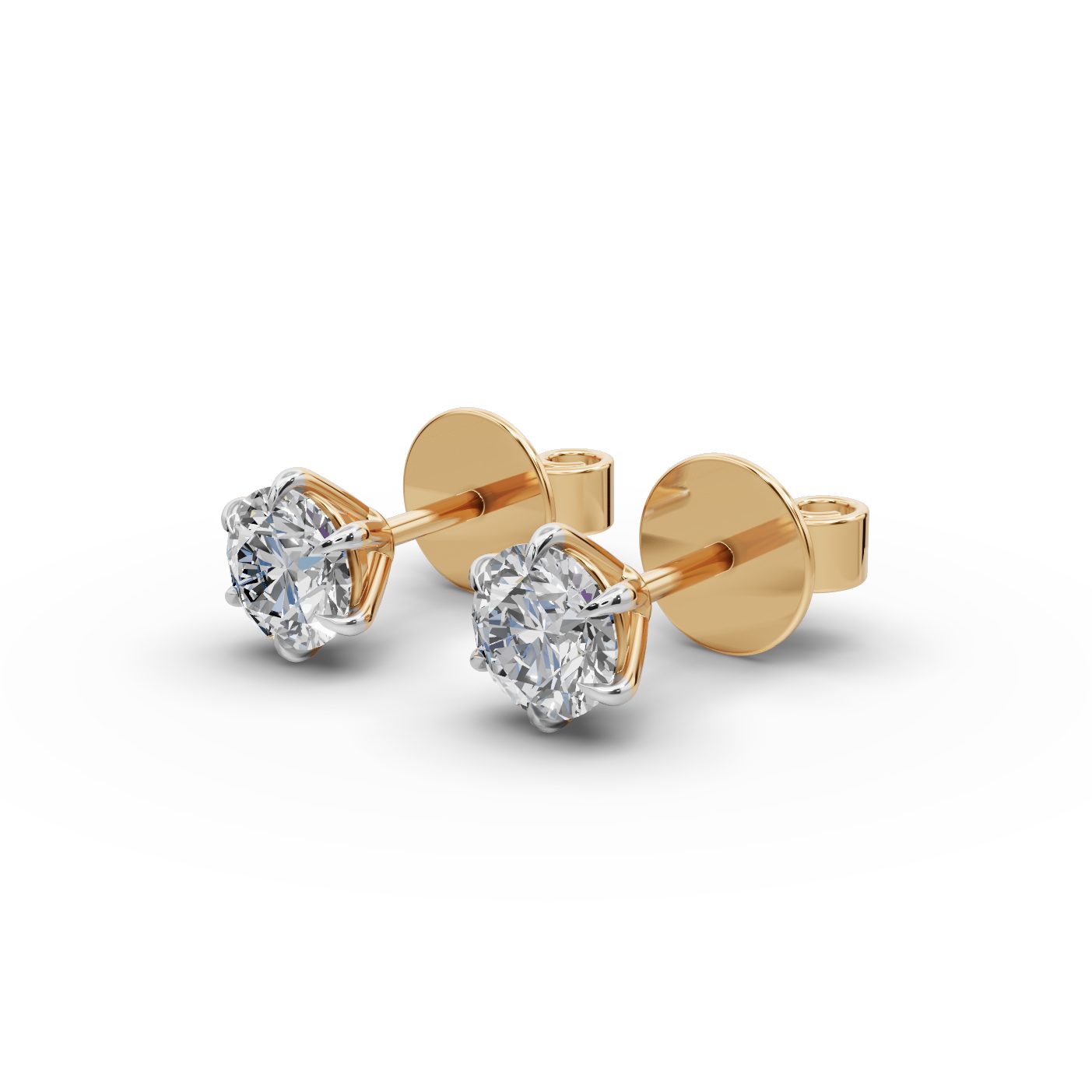 Luminous Whisper Round Lab-Grown Diamond Studs Earring in yellow gold, set with lab-grown diamonds