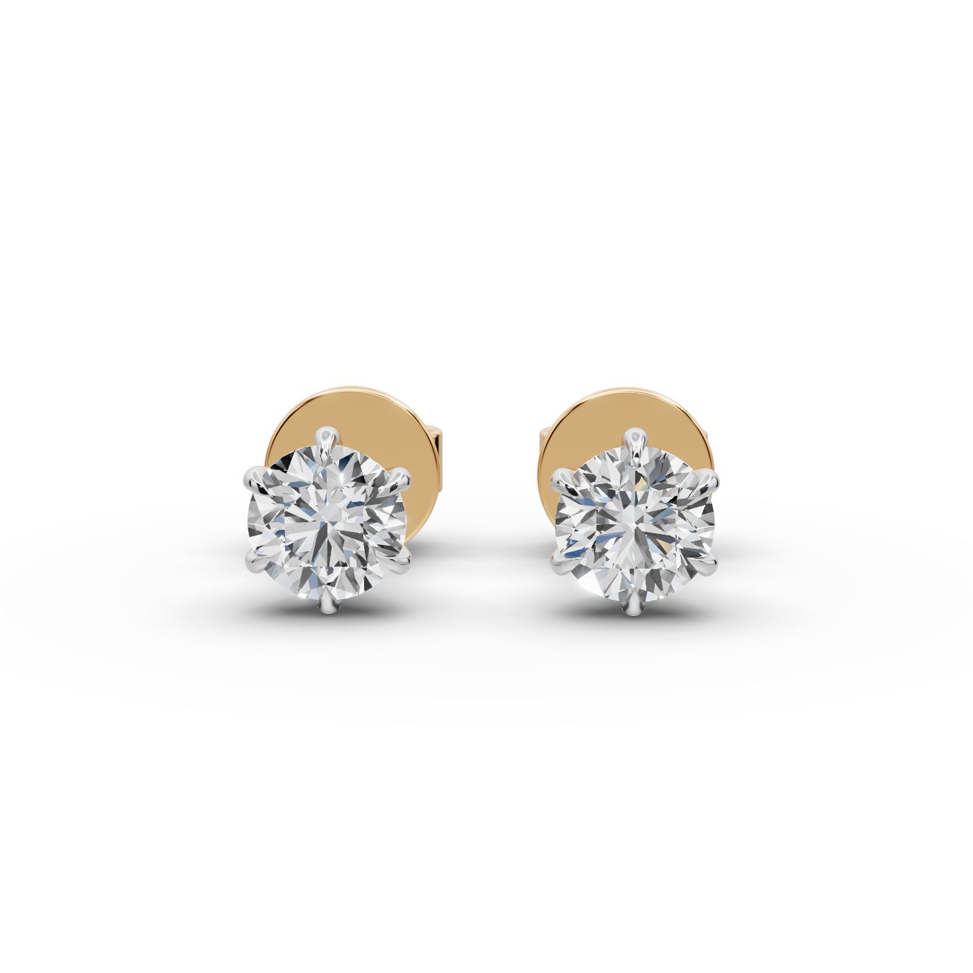 Luminous Whisper Round Lab-Grown Diamond Studs Earring in yellow gold