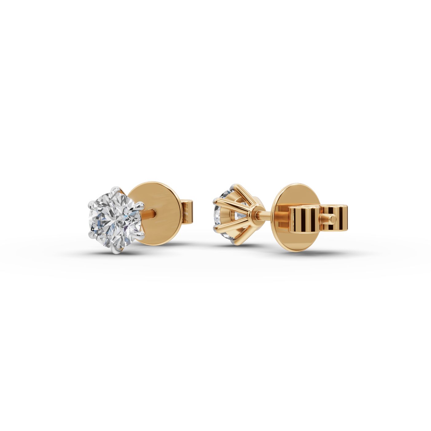 Luminous Whisper Round Lab-Grown Diamond Studs Earring in yellow gold