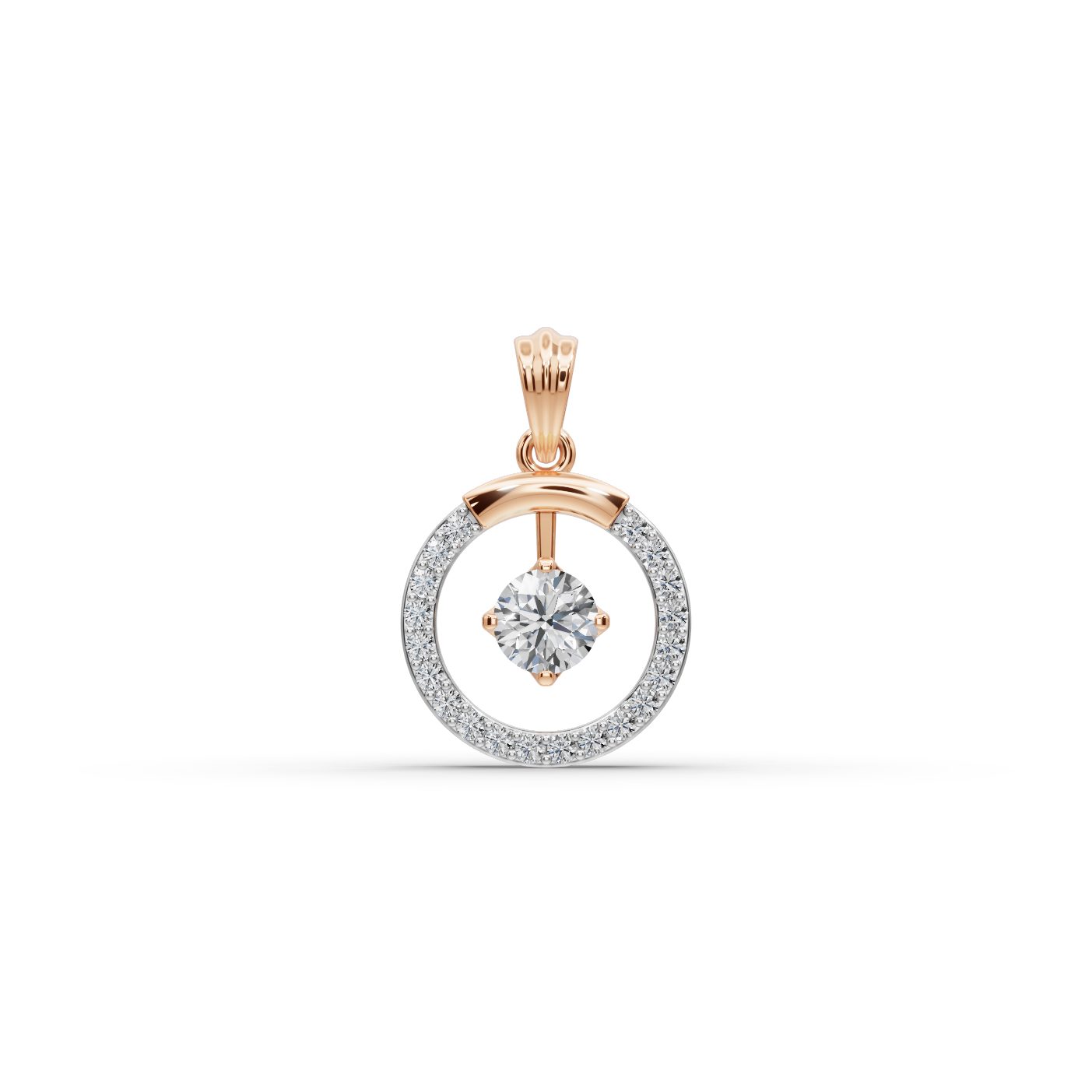 Classic Light Round Lab-Grown Diamond Solitaire Pendant in rose gold