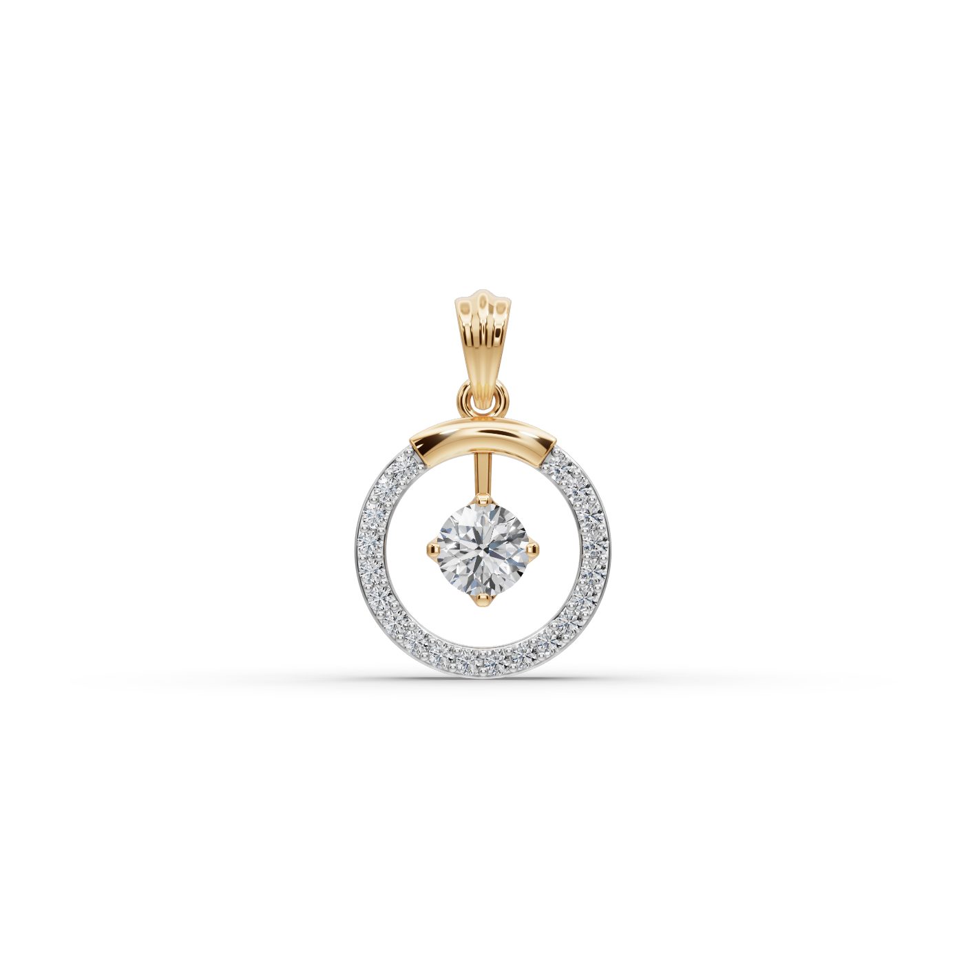 Classic Light Round Lab-Grown Diamond Solitaire Pendant in yellow gold, set with lab-grown diamonds