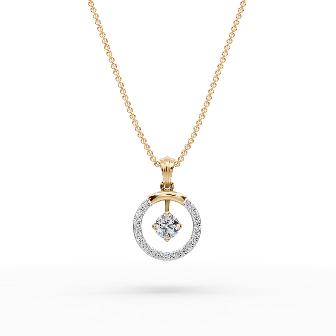 Classic Light Round Lab-Grown Diamond Solitaire Pendant in yellow gold