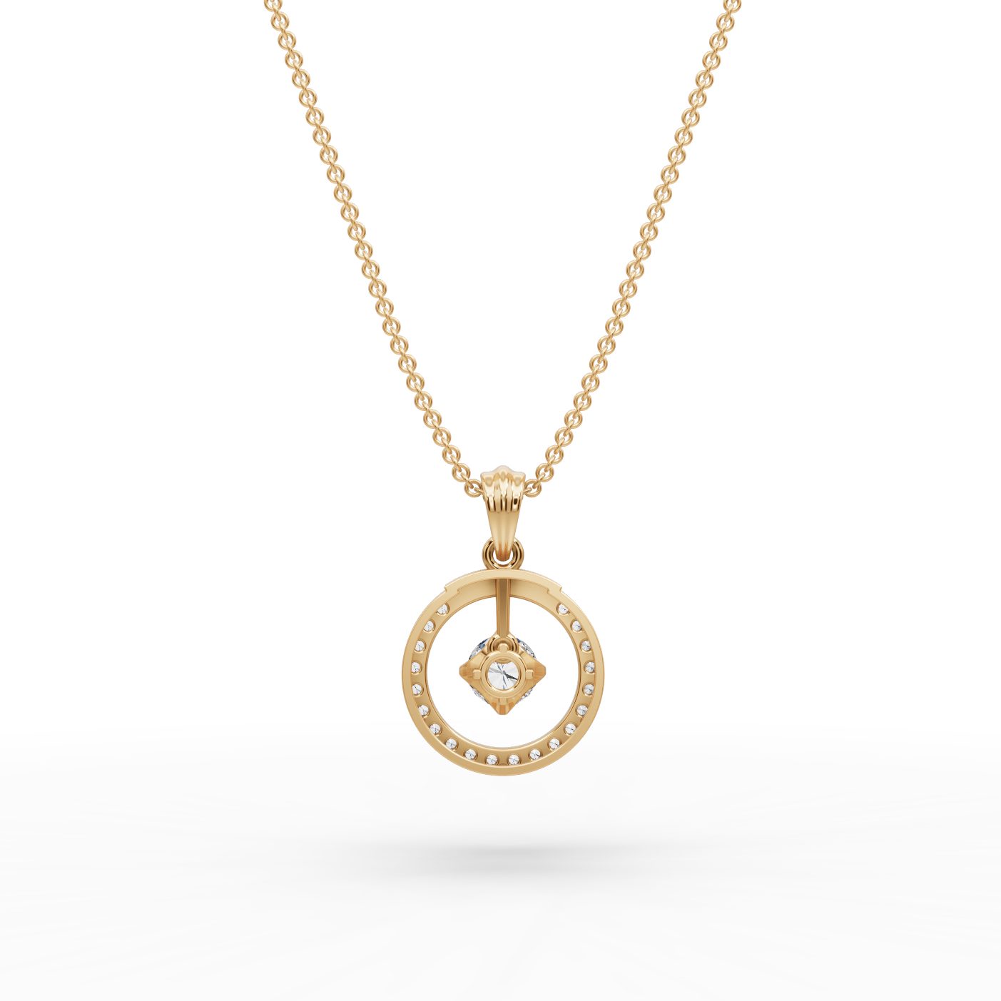Classic Light Round Lab-Grown Diamond Solitaire Pendant in yellow gold