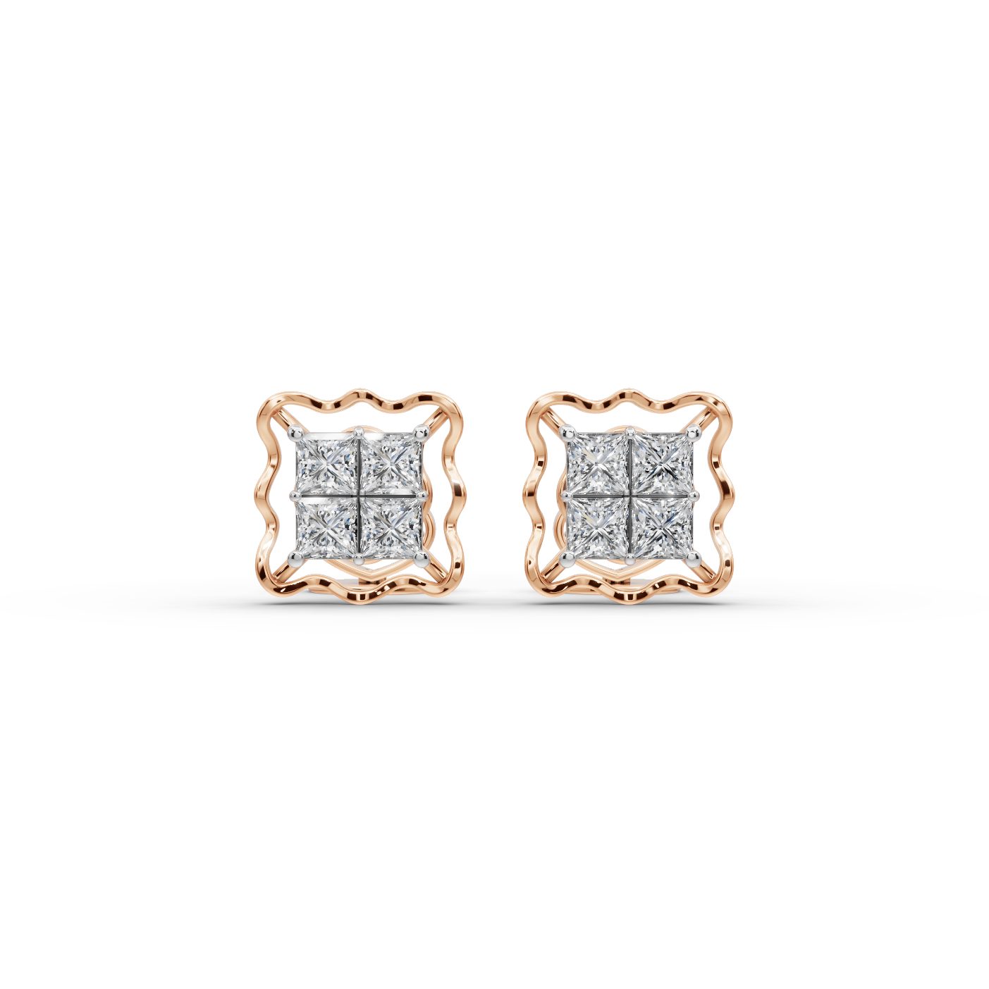 Regal Line Princess Lab-Grown Diamond Studs Earring in rose gold